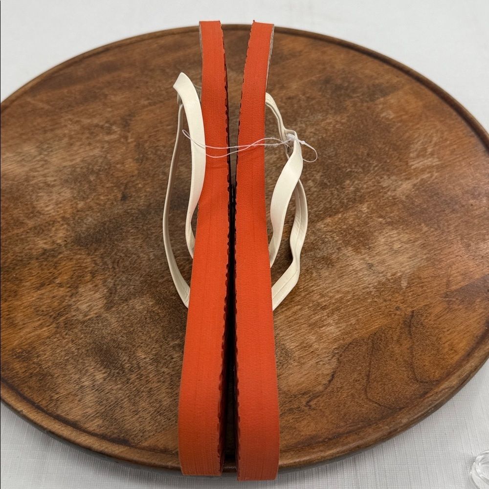 Tory Burch Sandals Wm 11 Thong Flip Flops Fall Orange Cream Cloud/Fruit Basket - Picture 6 of 9